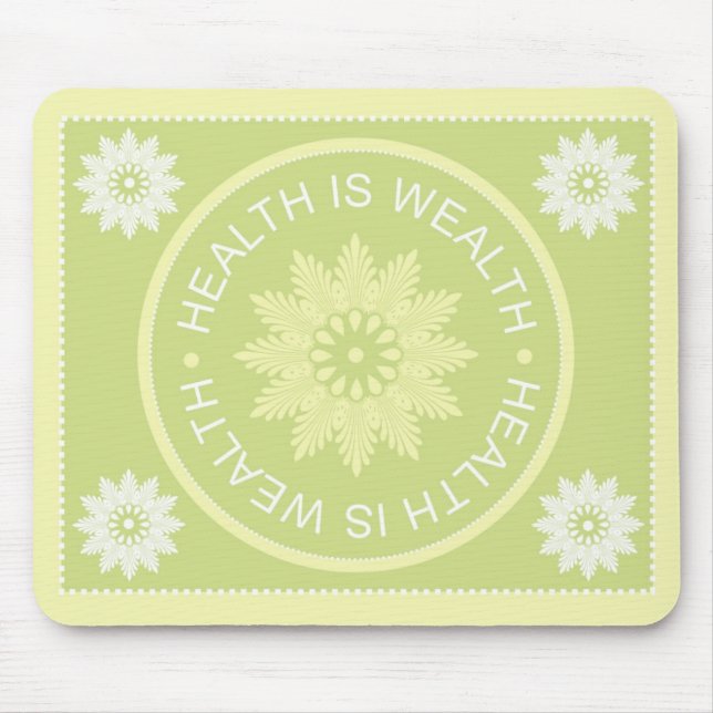 Three Word Quotes ~Health Is Wealth~ Mouse Mat (Front)
