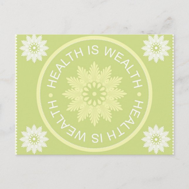Three Word Quotes ~Health Is Wealth~ Postcard (Front)