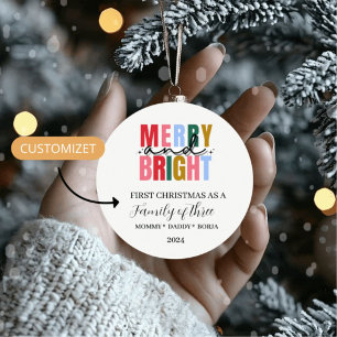 Three-year-old family Christmas worship Ceramic Tree Decoration