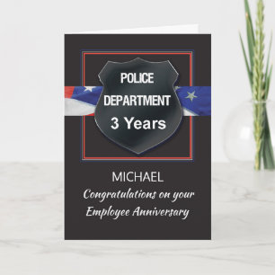 Three Year Police Employee Anniversary Congrats Card