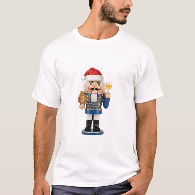 Three Years Sober Nutcracker Christmas Sobriety T-Shirt (Front)