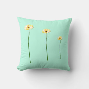 Three Yellow Gerbera Flowers Cushion