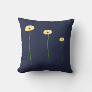 Three Yellow Gerbera Flowers Cushion