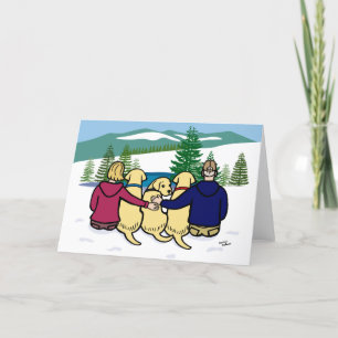 Three Yellow Labradors and Parents Card