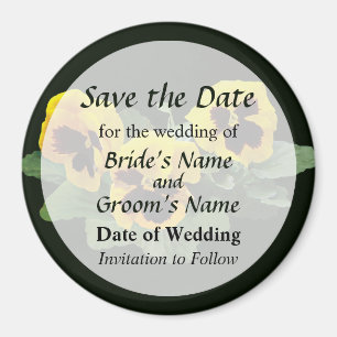 Three Yellow Pansies Save the Date Magnet