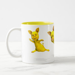 Three Yellow Piggies Two-Tone Coffee Mug