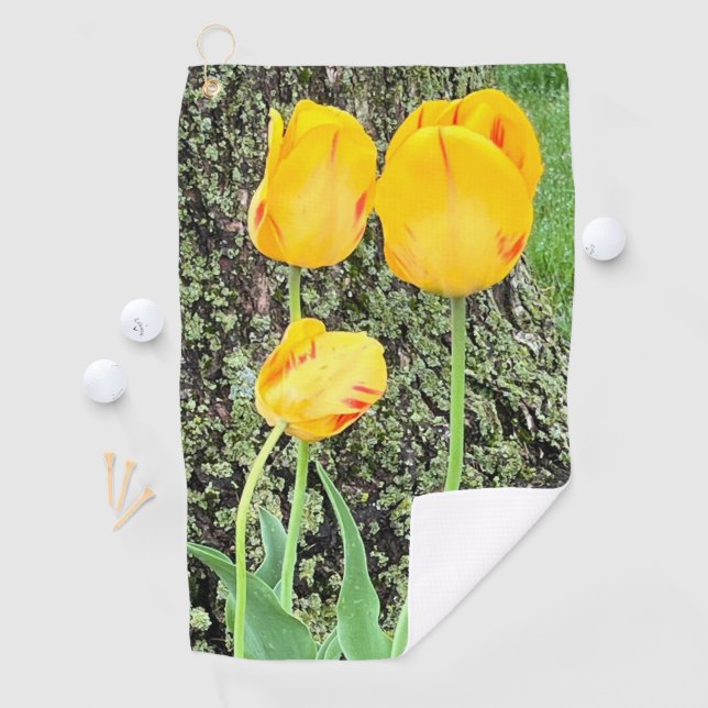 Three Yellow Tulips / Golf Towel (InSitu)