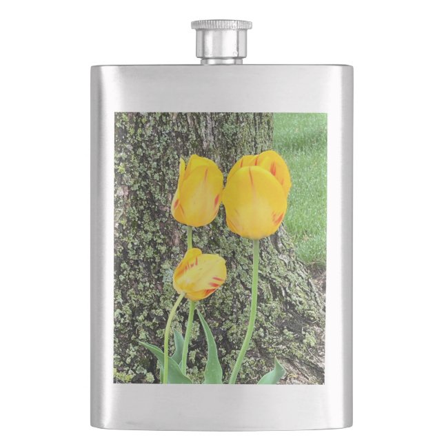 Three Yellow Tulips / Hip Flask (Front)