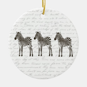 Three Zebras Ceramic Tree Decoration