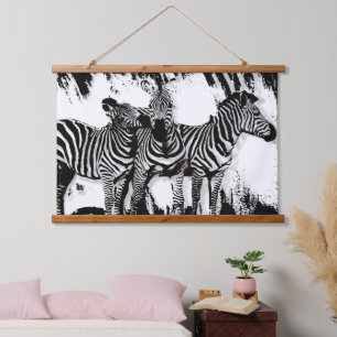 Three Zebras Painting Hanging Tapestry