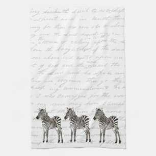Three Zebras Tea Towel