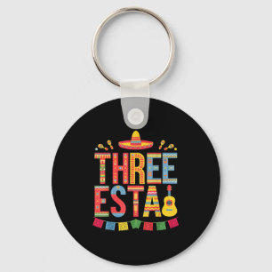 Threeesta 3rd birthday fiesta sombrero mexican key ring