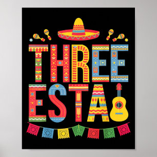 Threeesta 3rd birthday fiesta sombrero mexican poster
