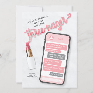 Threenage Girl's Third Birthday Invitation