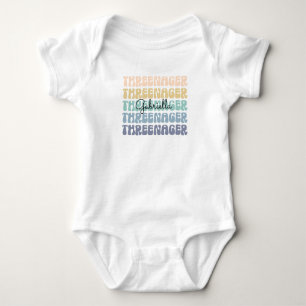 Threenager, 3rd Birthday, Birthday Toddler Name Baby Bodysuit