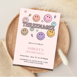 Threenager Birthday Invitation, 3rd Birthday Invitation