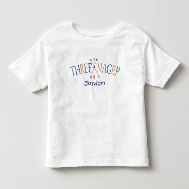 "Threenager" Personalised 3-year-old Toddler T-Shirt (Front)