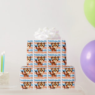 Threenager Tiger Boy 3rd Birthday Party Wrapping Paper