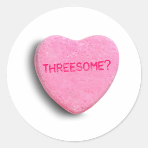 Threesome Candy Heart Classic Round Sticker