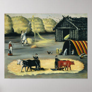 Threshing the floor in a Georgian country Poster