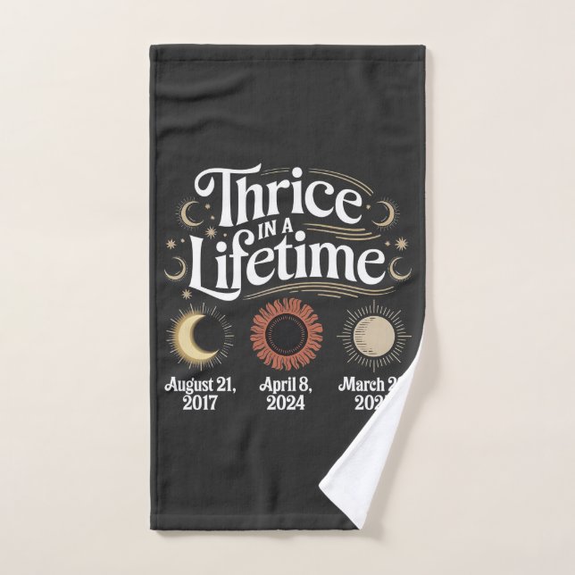 Thrice in a Lifetime 2025 Solar Eclipse Astronomy Hand Towel (Hand Towel)