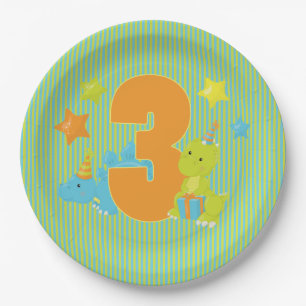Thrid Birthday - Baby Dinosaur Party Paper Plate