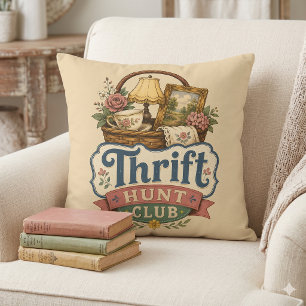 Thrift Hunt Club Vintage Cottagecore Cushion