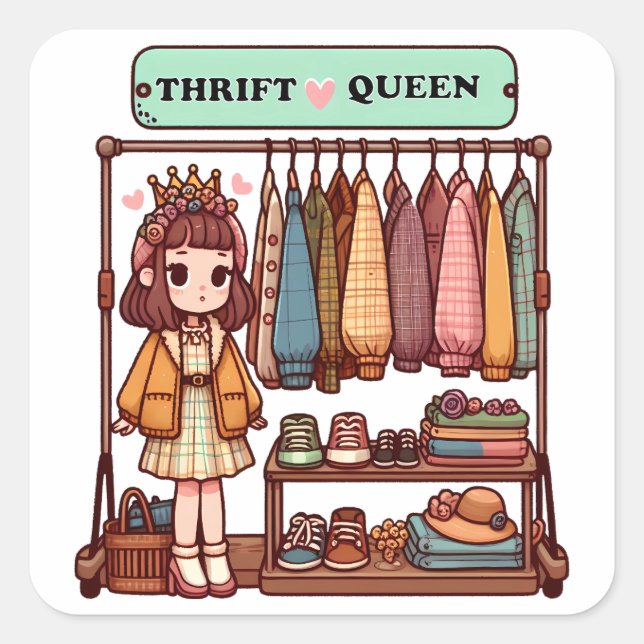 Thrift Queen Square Sticker (Front)