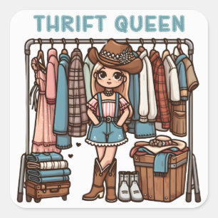 Thrift Queen Square Sticker