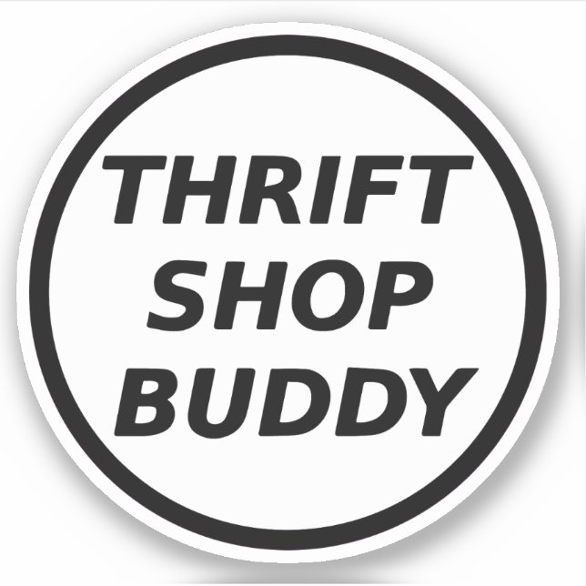 Thrift Shop Buddy Merch W&B Logo Sticker White (Front)