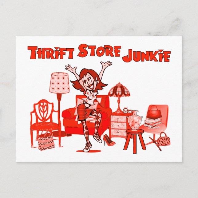 Thrift Store Junkie Postcard (Front)