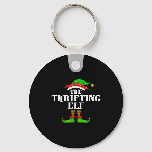 Thrifting Elf Matching Family Group Christmas Part Key Ring (Front)