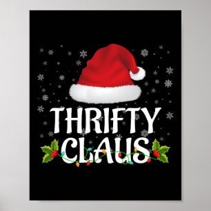 Thrifty Claus Christmas Lights Santa Pajama Family Poster