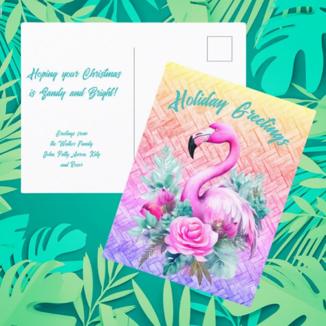 Thrifty Customised Tropical Pink Flamingo  Postcard (Personalize it!)