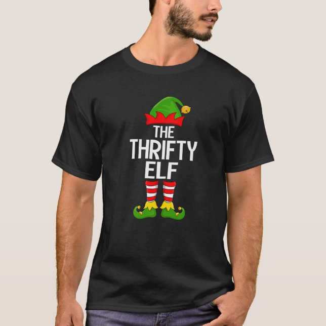 Thrifty Elf Xmas Matching Family Elf Squad Christm T-Shirt (Front)