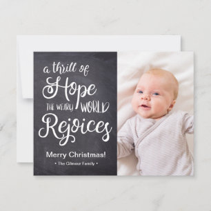 Thrill of Hope the weary world rejoices New Baby Holiday Card
