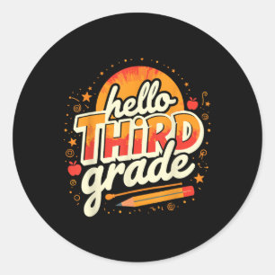 Thrilled To Be In Third Grade, School Outfit  Classic Round Sticker