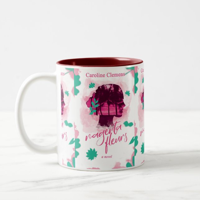 Thriller Magenta Fleurs Two-Tone Coffee Mug (Left)