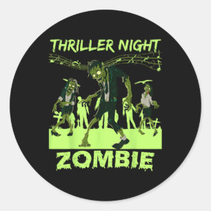 Thriller Night Halloween Dancing Zombie  Classic Round Sticker
