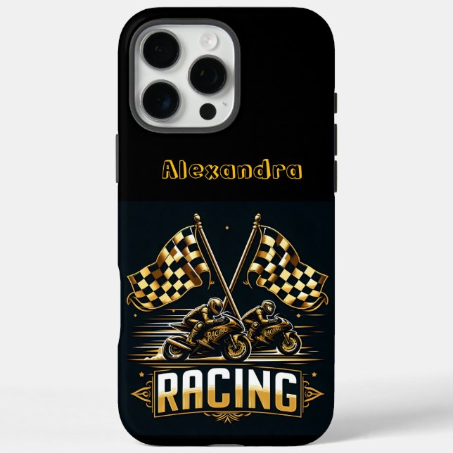Thrilling motorcycle racing and flags! Case-Mate iPhone case (Back)
