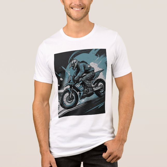Thrilling Off-Road Motorcycle Rider Tri-Blend Shirt (Front)