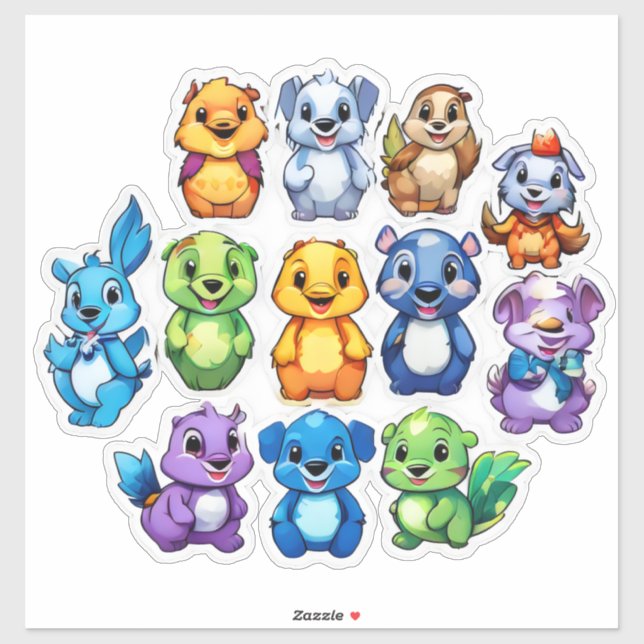 Thrilling set of cartoon animal stickers (Sheet)