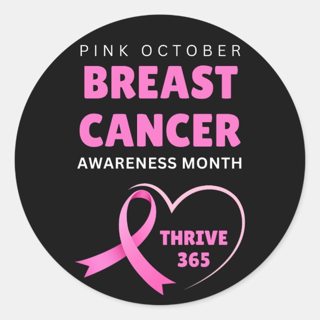 Thrive 365 Breast Cancer Awareness Month 2024  Classic Round Sticker (Front)