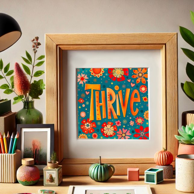 Thrive Inspirational Heart Floral Pretty  Photo Print (Creator Uploaded)