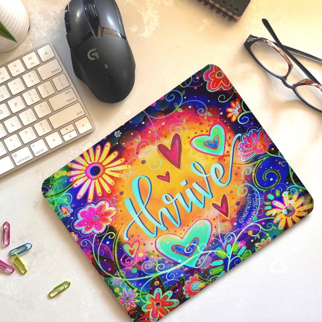 Thrive Inspirivity Colourful Heart Flower Fun Mouse Mat (Creator Uploaded)