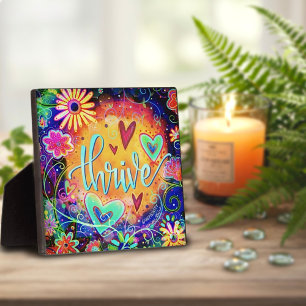 Thrive Whimsical Fun Floral Inspirivity Easel Plaque