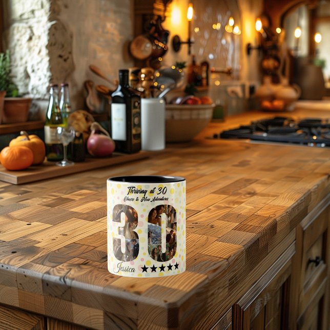 Thriving at 30 Photo Collage Mug - Custom Name (Creator Uploaded)