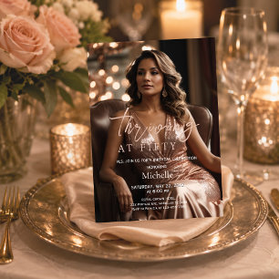 Thriving at Fifty Rose Gold Photo 50th Birthday Invitation