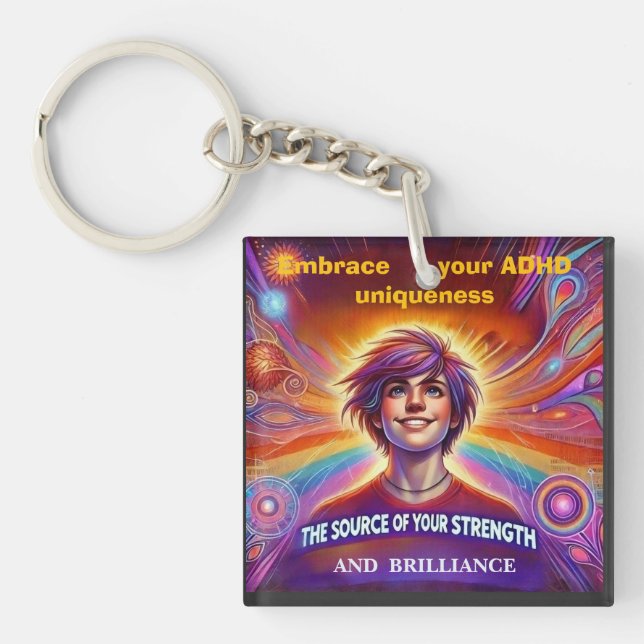 Thriving With ADHD*Embrace Your ADHD Uniqueness Key Ring (Front)