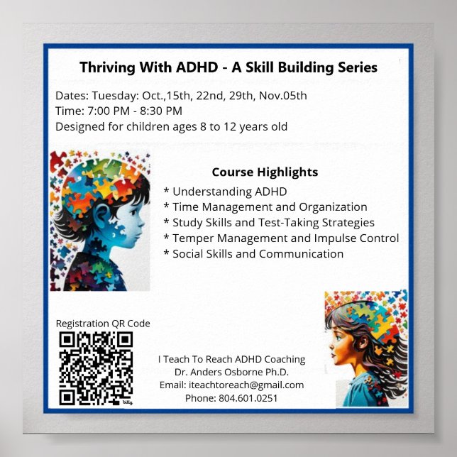 "THRIVING WITH ADHD" POSTER (Front)